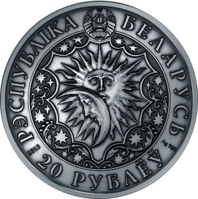 2013 Belarus Signs of the Zodiac Aquarius Antique finish Silver Coin | GoldSilver360