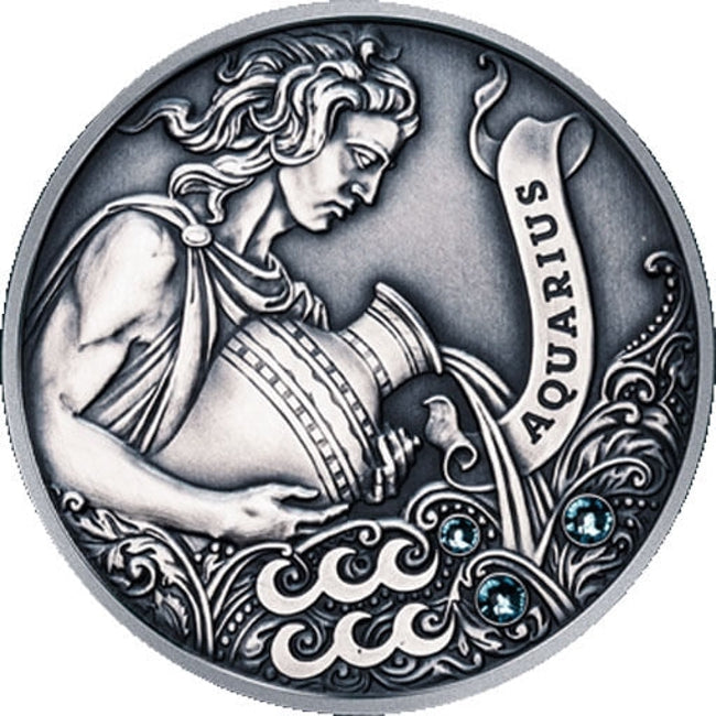 2013 Belarus Signs of the Zodiac Aquarius Antique finish Silver Coin | GoldSilver360