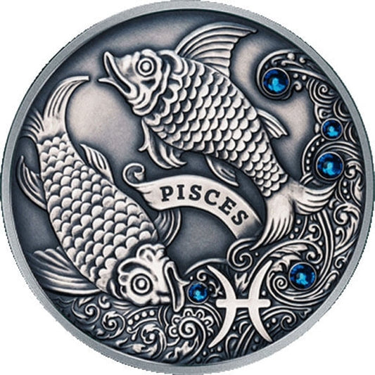 2013 Belarus Signs of the Zodiac Pisces Antique finish Silver Coin | GoldSilver360