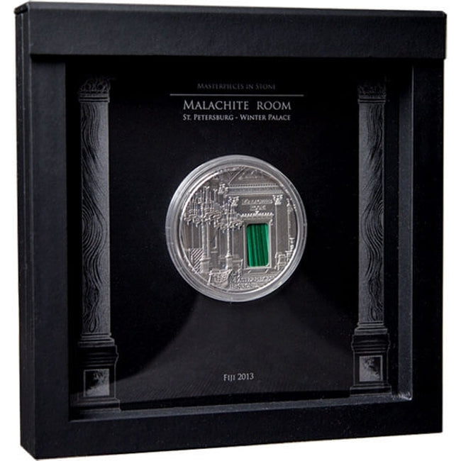 2013 Fiji Malachite Room Masterpieces in Stone 3 oz Antique finish Silver Coin | GoldSilver360