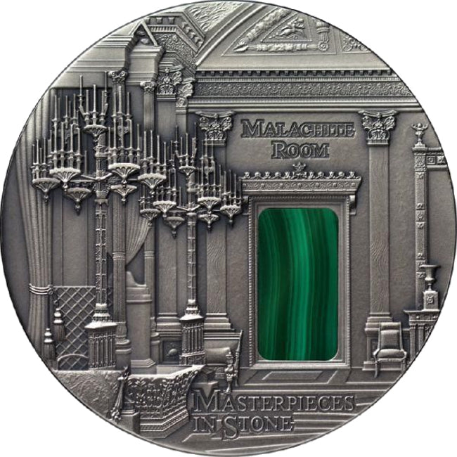 2013 Fiji Malachite Room Masterpieces in Stone 3 oz Antique finish Silver Coin | GoldSilver360