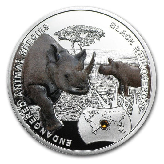 2014 Niue Black Rhinoceros Endangered Animal Species 1/2 oz Proof Silver Coin | GoldSilver360