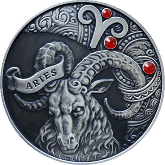 2014 Belarus Signs of the Zodiac Aries Antique finish Silver Coin | GoldSilver360