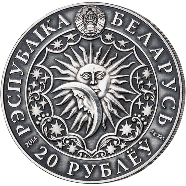 2014 Belarus Signs of the Zodiac Gemini Antique finish Silver Coin | GoldSilver360