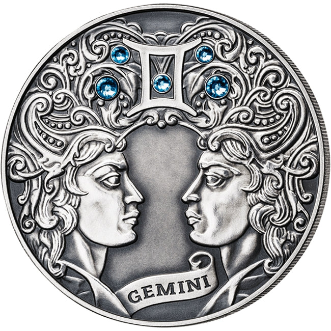 2014 Belarus Signs of the Zodiac Gemini Antique finish Silver Coin | GoldSilver360