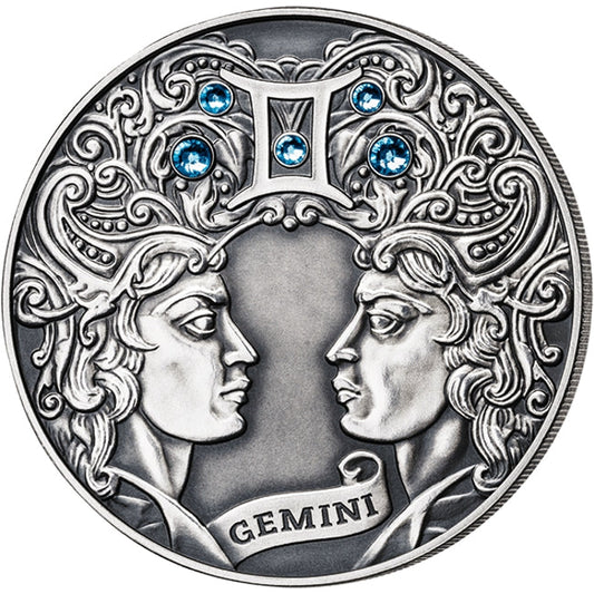 2014 Belarus Signs of the Zodiac Gemini Antique finish Silver Coin | GoldSilver360