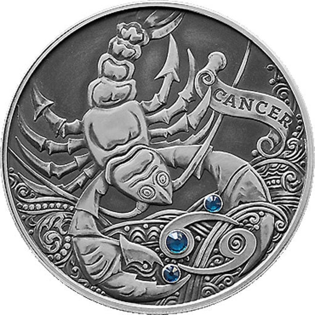 2015 Belarus Signs of the Zodiac Cancer Antique finish Silver Coin | GoldSilver360