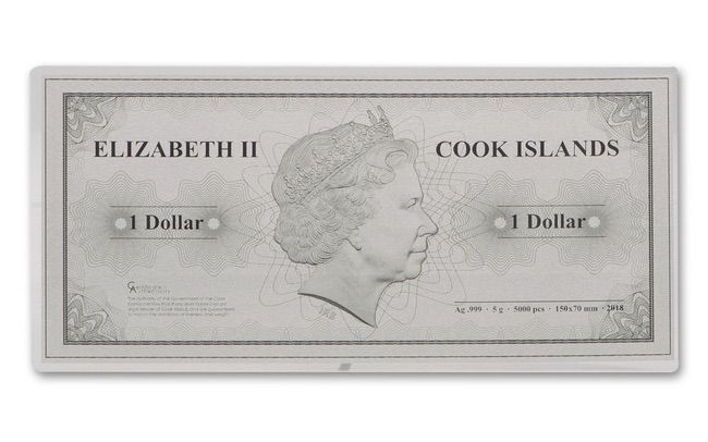 2018 Cook Islands 1 Dollar 5 gram Silver San Francisco Skyline Dollar Note | GoldSilver360