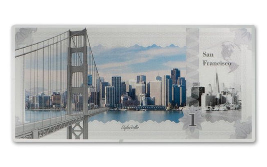 2018 Cook Islands 1 Dollar 5 gram Silver San Francisco Skyline Dollar Note | GoldSilver360