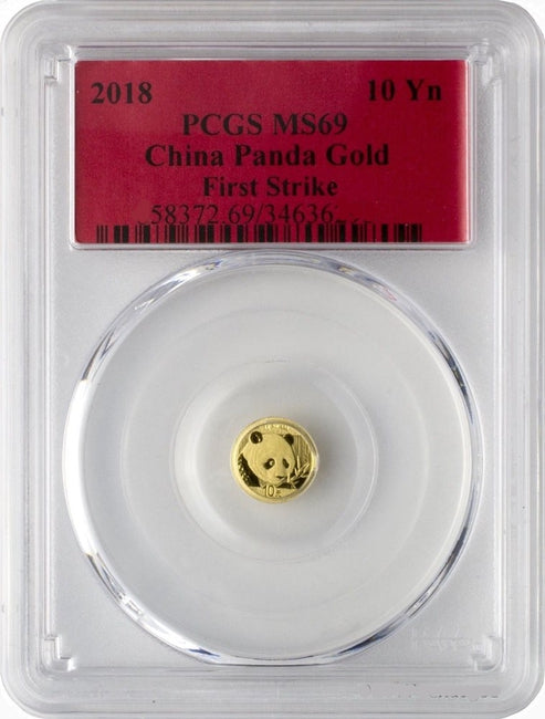 2018 1 Gram China Gold Panda 10 Yuan PCGS MS69 First Strike | GoldSilver360