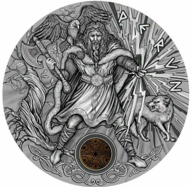 2018 Niue 2 oz Antique Silver Slavic Gods: Perun God of Thunder | GoldSilver360