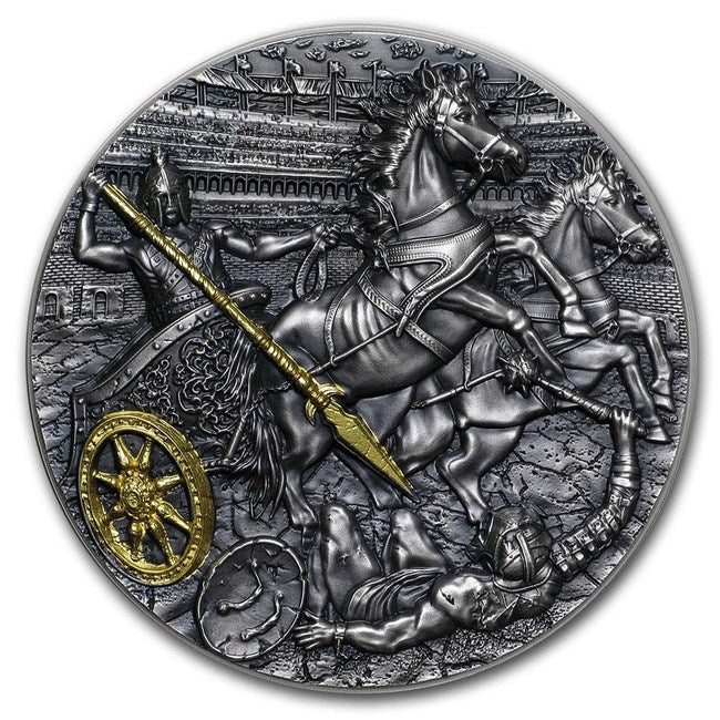 2019 Niue 2 oz Antique Silver Chariot | GoldSilver360