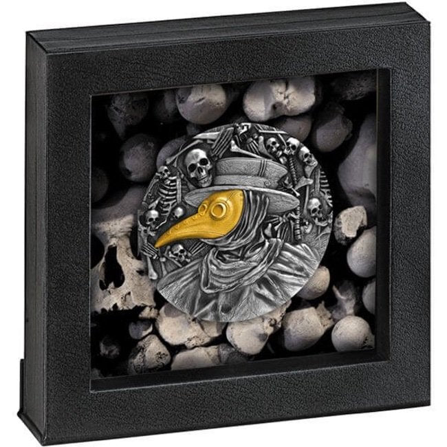 2019 Niue Mask of Plague Doctor 2 oz Antique finish Silver Coin | GoldSilver360