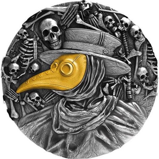 2019 Niue Mask of Plague Doctor 2 oz Antique finish Silver Coin | GoldSilver360