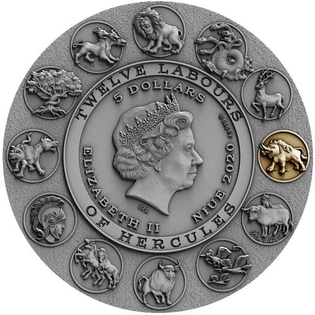 2020 Niue 2 oz ERYMANTHIAN BOAR – TWELVE LABOURS OF HERCULES Silver Coin | GoldSilver360