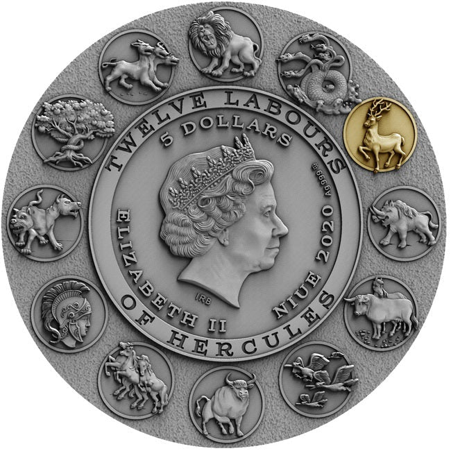 2020 Niue 2 oz CERYNEIAN HIND – TWELVE LABOURS OF HERCULES Silver Coin | GoldSilver360