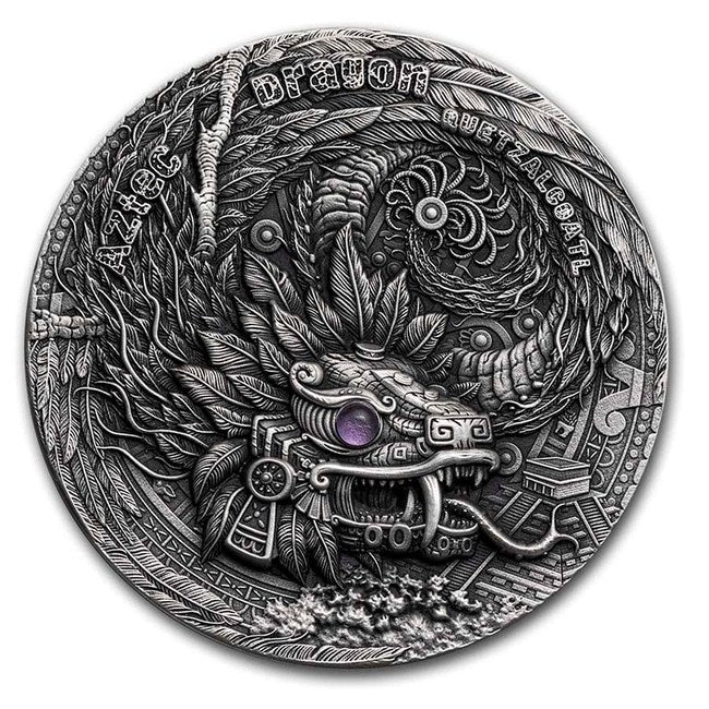 2020 Niue AZTEC Dragon 2 oz Silver Antique Coin | GoldSilver360