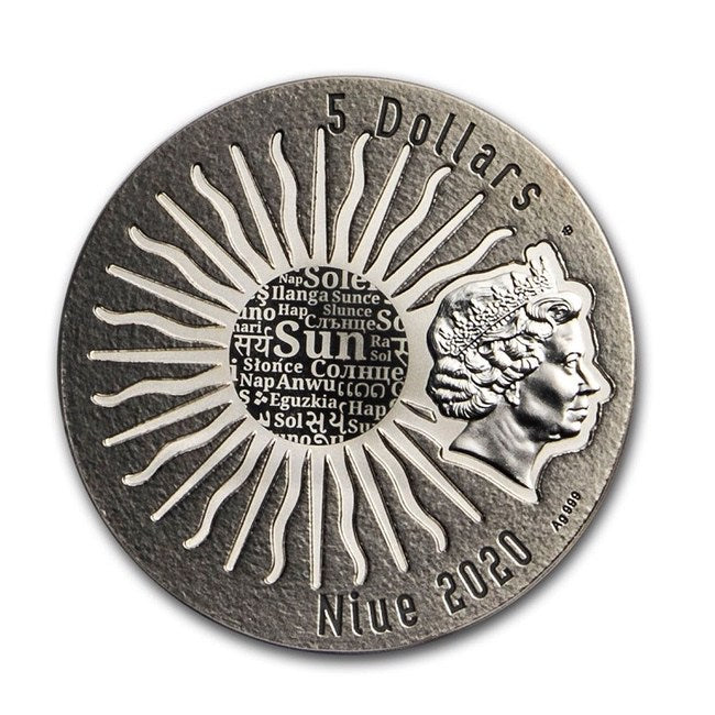 2020 Niue 2 oz Silver Antique Sun Gods Tonatiuh | GoldSilver360