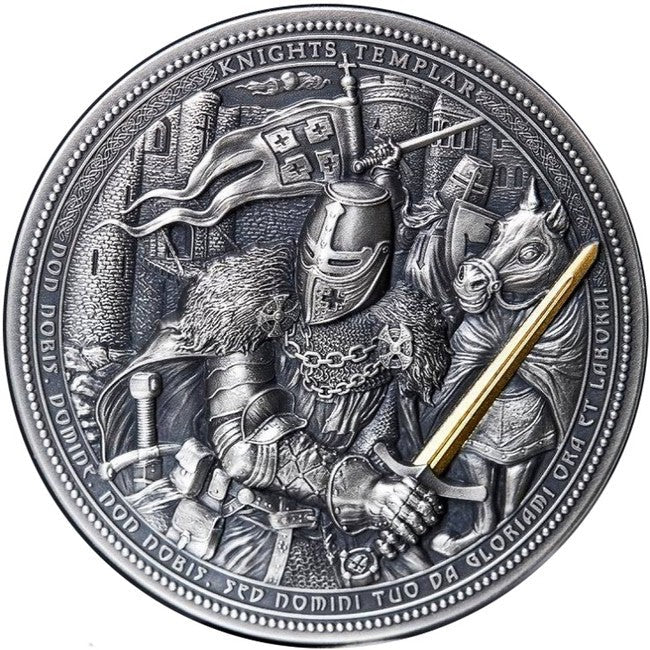 2021 Niue 2 oz Antique Silver Assassins - KNIGHTS TEMPLAR | GoldSilver360