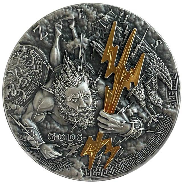 2021 Niue ZEUS GREEK GODS 2 oz Silver High Relief Antique Coin | GoldSilver360