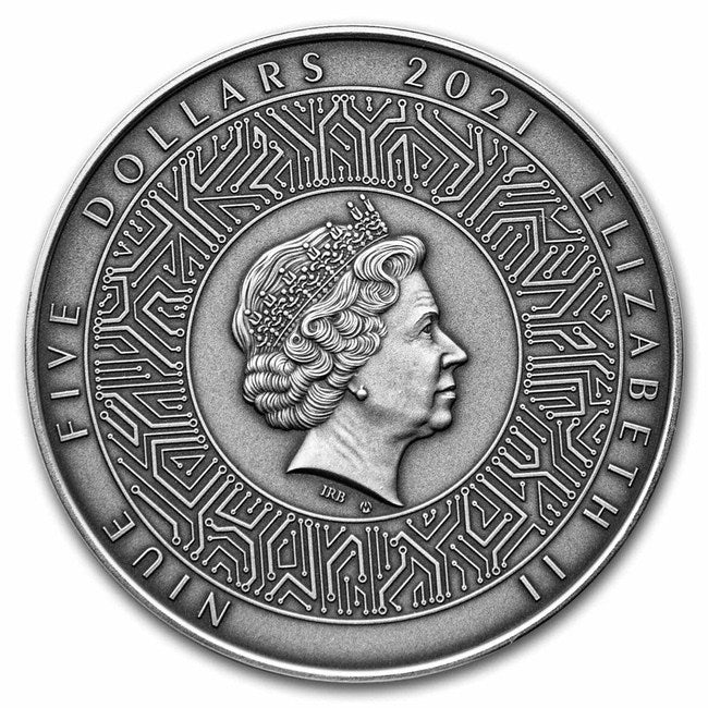 2021 Niue 2 oz Silver Antique Microchip 50th Anniversary Coin | GoldSilver360