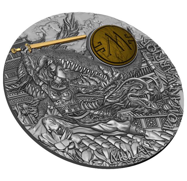 2021 Niue Woman Warrior Mulan 2oz Antique Finish Silver Coin | GoldSilver360