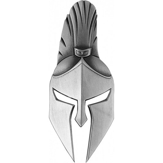 2021 Fiji Ancient Warriors - Spartan Warrior Mask Shaped 2 oz .999 Silver Antiqued Coin | GoldSilver360