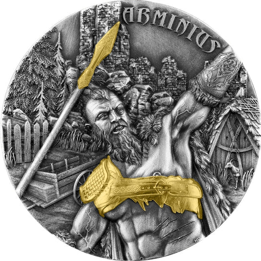 2022 Germania Mint Warriors: ARMINIUS 2 oz Silver Antique Coin | GoldSilver360