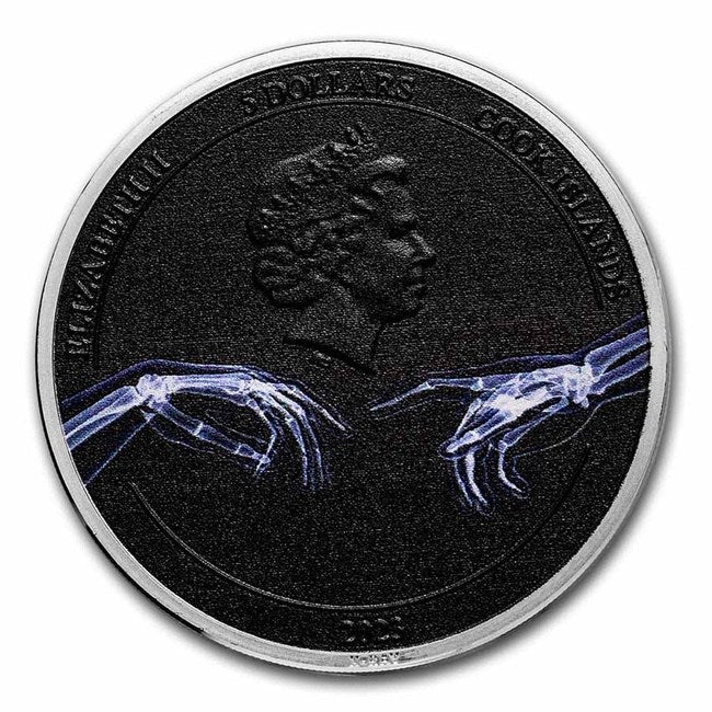 2023 Cook Islands 1 oz Antique Silver X-Ray: Creation of Adam | GoldSilver360