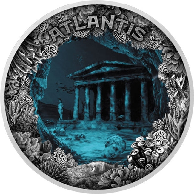 2019 Niue ATLANTIS THE SUNKEN CITY WITH AQUA EPOXY 2 Oz 5$ Silver Coin | GoldSilver360