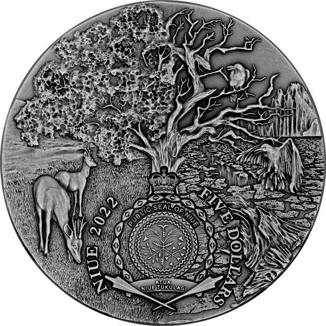 2022 Niue 2 oz Silver Antique Michael Angels and Demons Coin | GoldSilver360