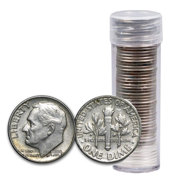 90% Silver Roosevelt Dimes - $4 Face Value Circulated (40 Coins) in Tube | GoldSilver360