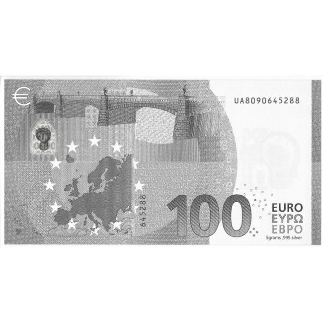 5 gram Silver Note - €100 Euro Note Replica | GoldSilver360